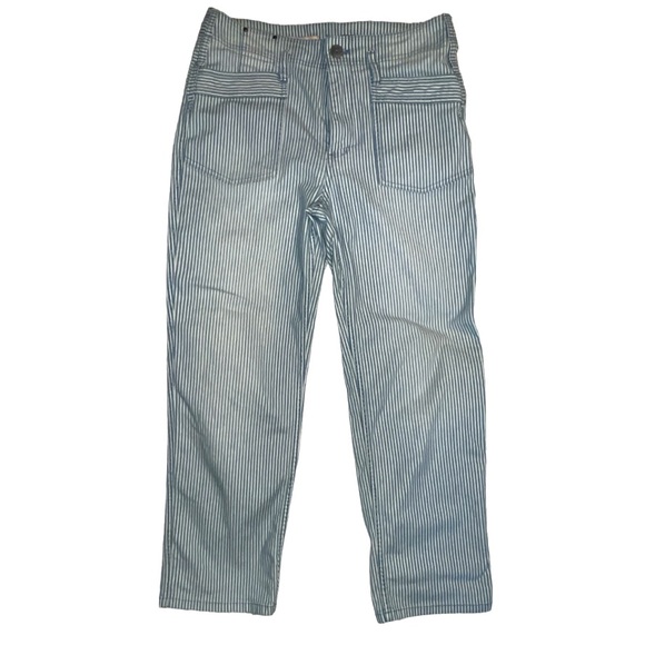 Anthropologie Pilcro Cropped Utility Jeans Railroad Striped Pants Size 28 - Picture 3 of 11